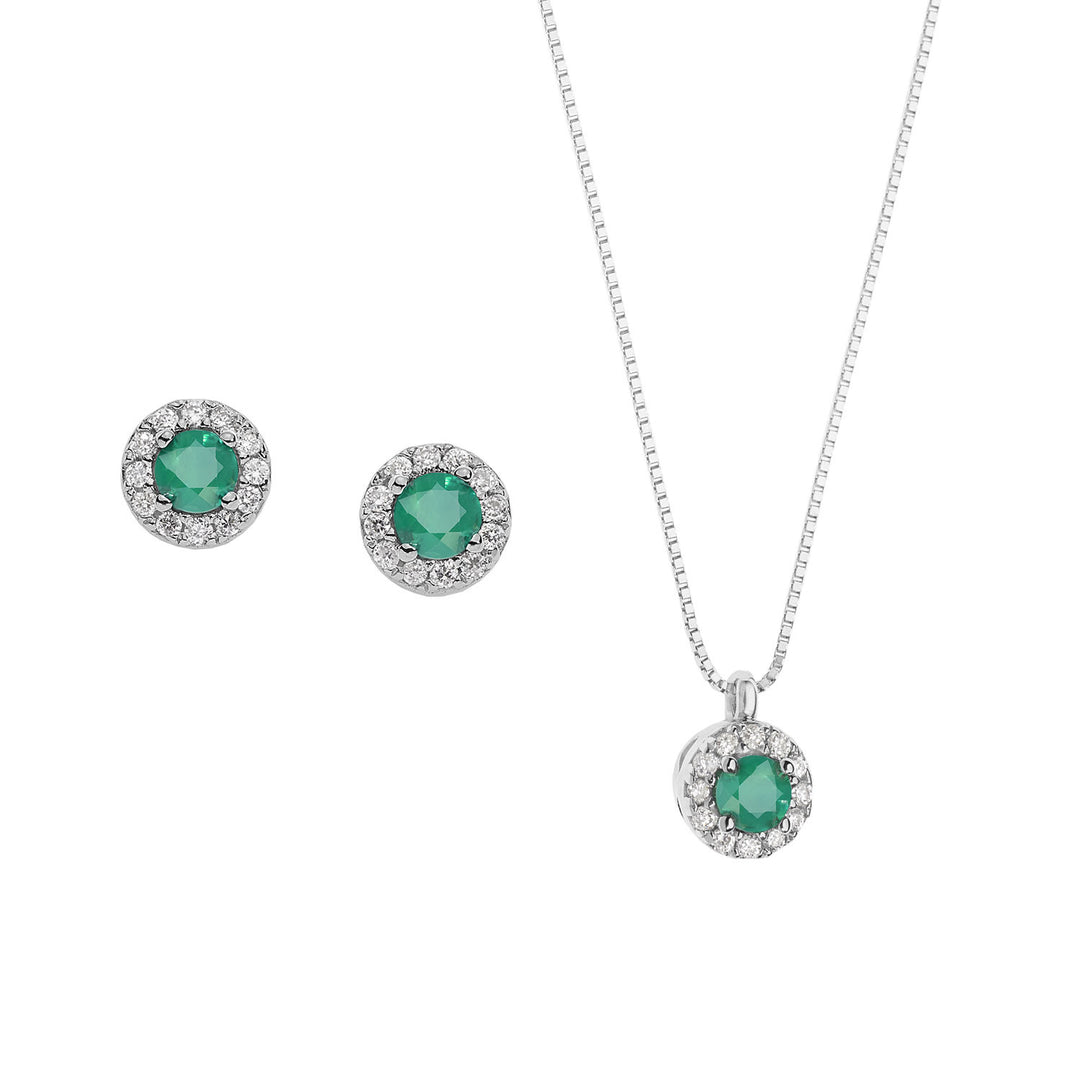 Comete Choker and Earrings with Diamonds and Round Emerald KIT16741118
