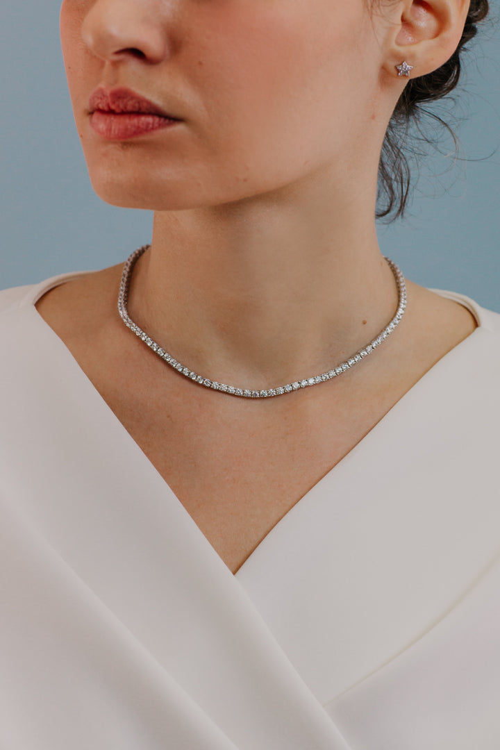 Comete Tennisketting in zilver en witte zirkonen GLA247M38