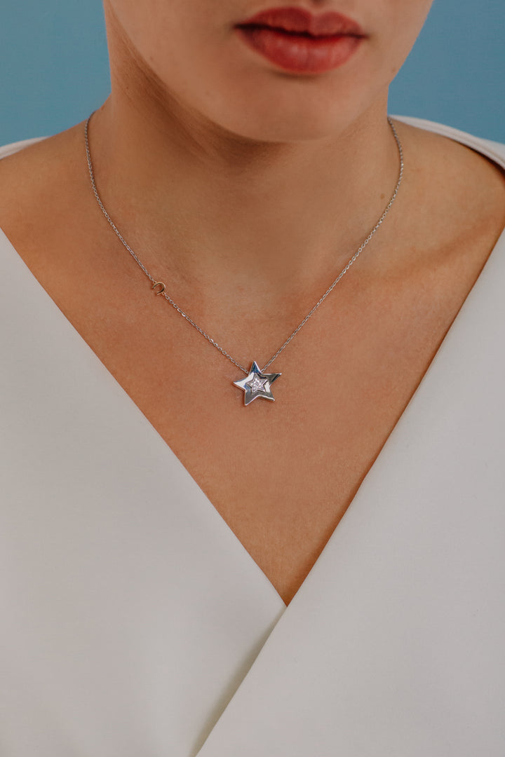 Comete ketting in wit- en roségoud met diamanten GLB1447