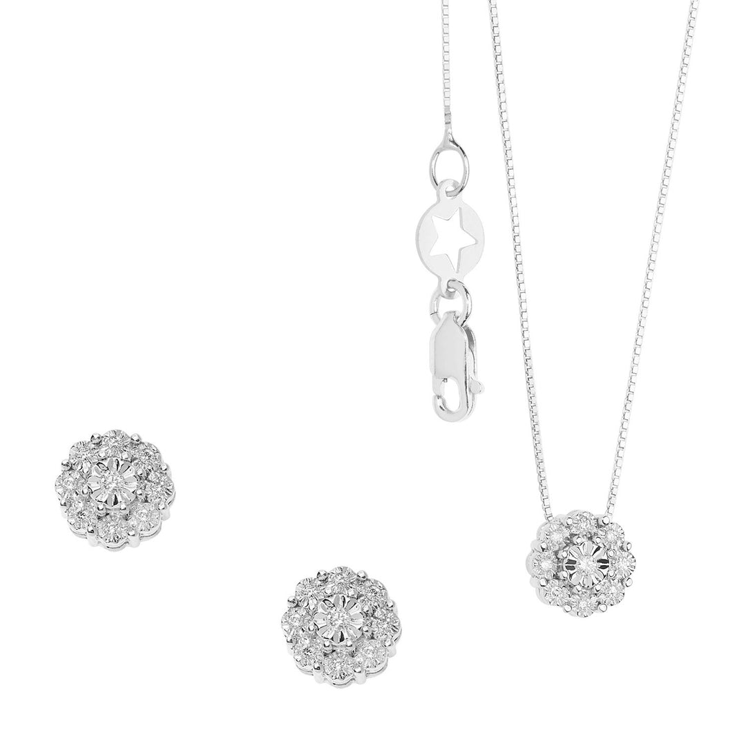 Comete Necklace and Earrings in 750‰ white gold. White diamonds KIT16241075