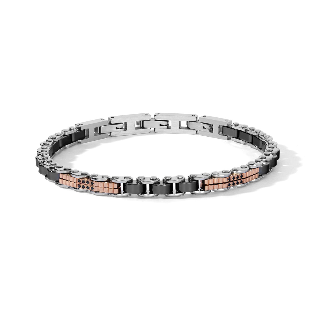 Comete-Armband aus Stahl, schwarzen Zirkonen, PVD und Keramik UBR1308