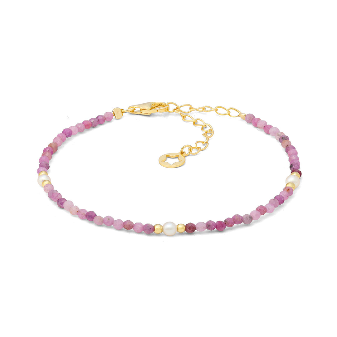 Comete Golden 925‰ Silberarmband mit Rubinwurzel und Perlen BRA285