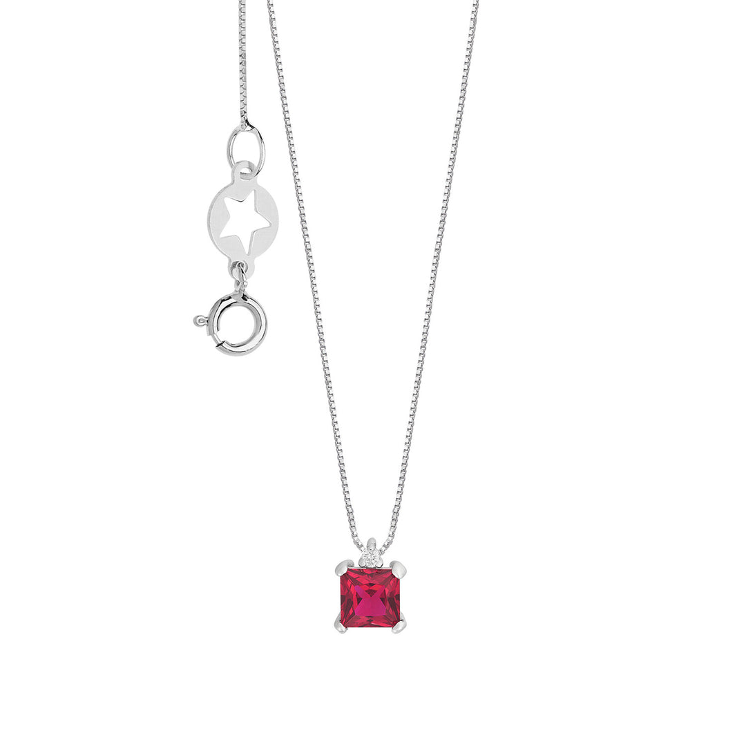 Comete ketting in wit goud met diamanten en robijnen GLB1680