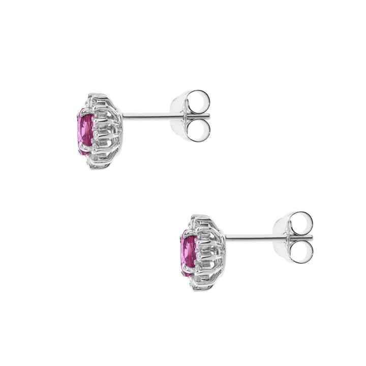 Comete Oval Gold Earrings with Diamonds and Pink Topazes ORB1039