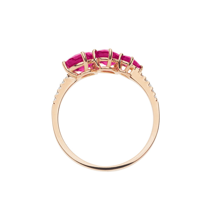 Comete Ring in rose gold with diamonds and rubies drop ANB2638