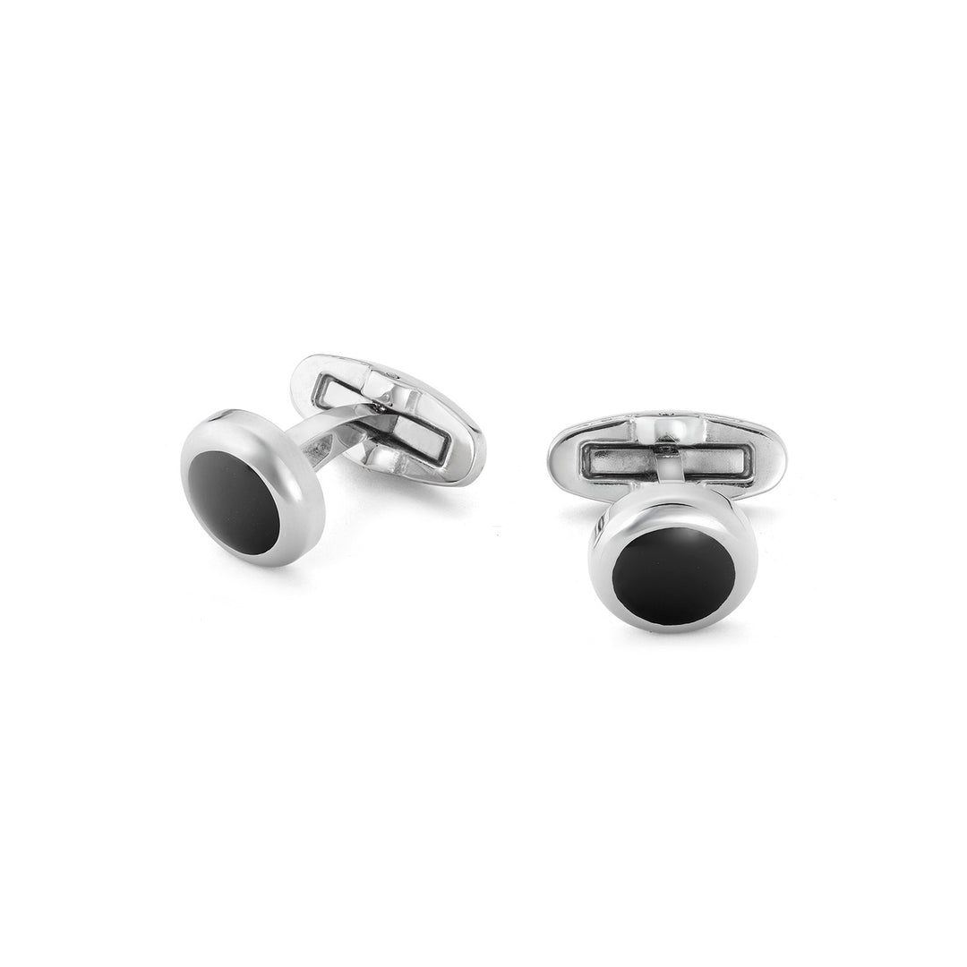 Comete Cufflinks round in Steel and black PVD UGM183