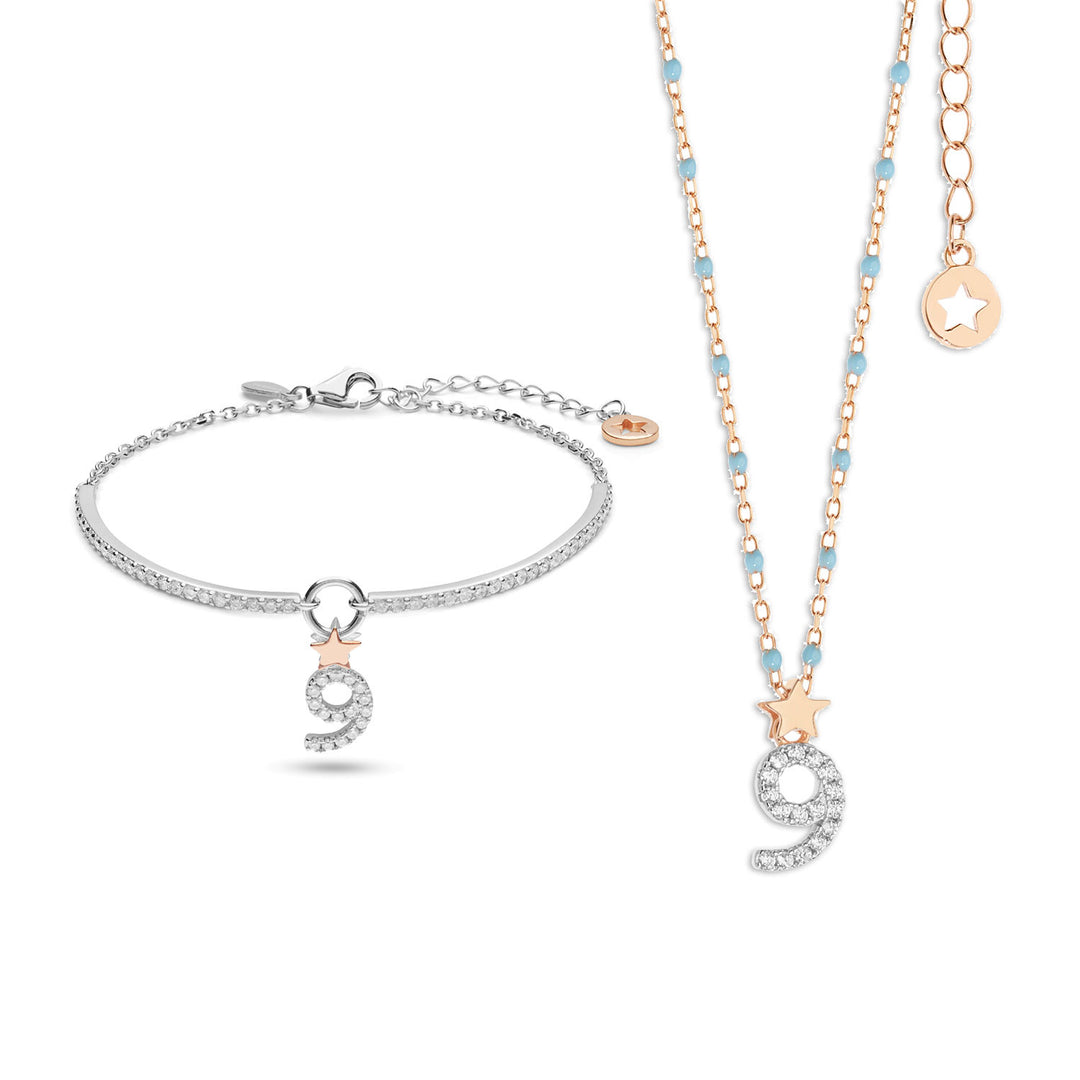 Comete ketting en armband in zilver nummer 9 KIT207211
