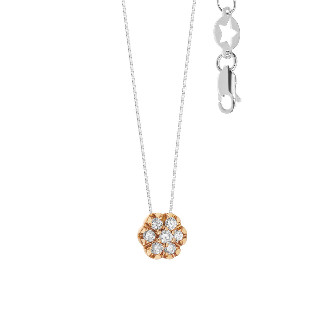 Comete bloemenketting in wit en roségoud met diamanten GLB1519