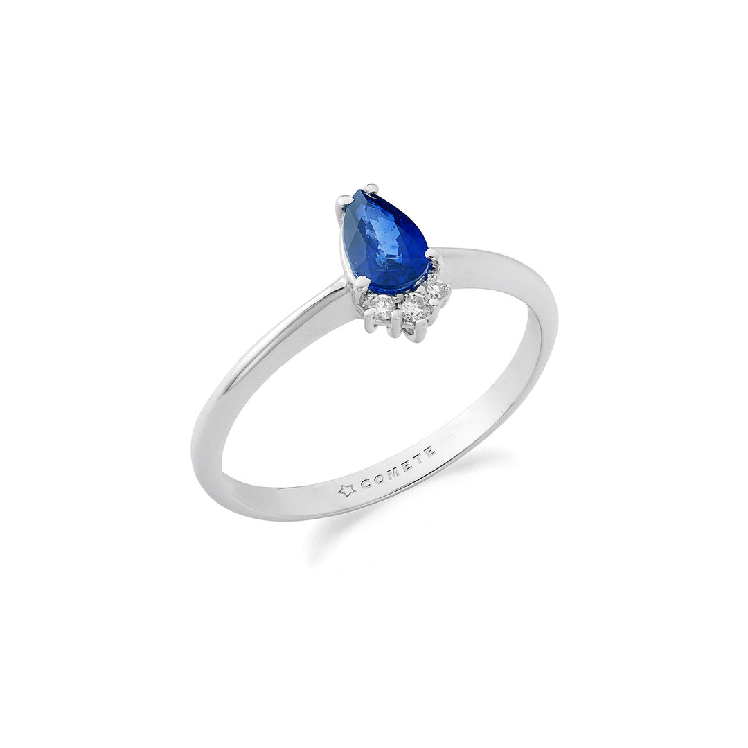 Comete Ring 750‰ Goud, diamanten en saffierdruppel ANB2740