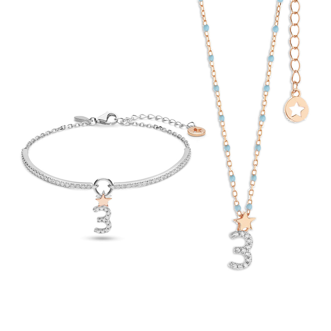 Comete Necklace and bracelet in Silver number 3 KIT201205