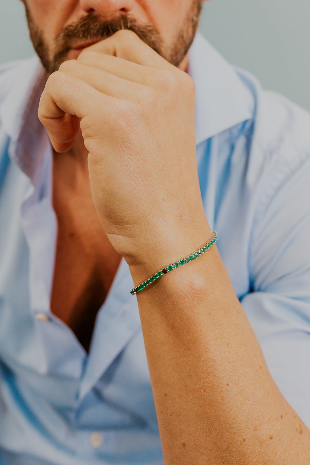 Comete Silver Bracelet with black and green Zircons UBR1254M18