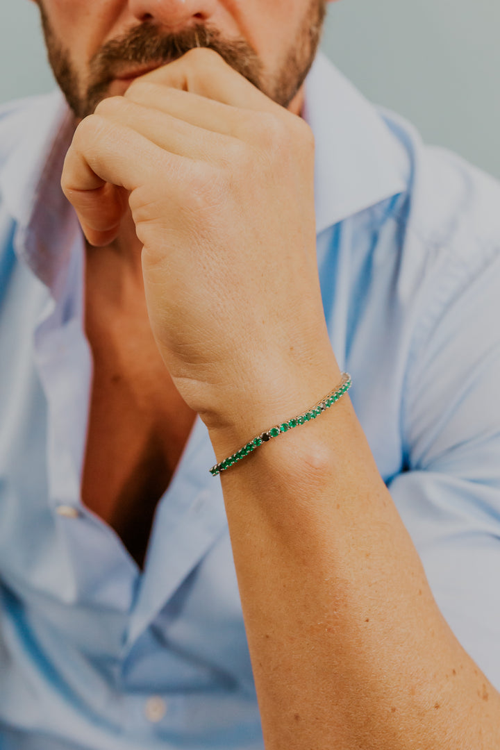 Comete Silver Bracelet with black and green Zircons UBR1254M18