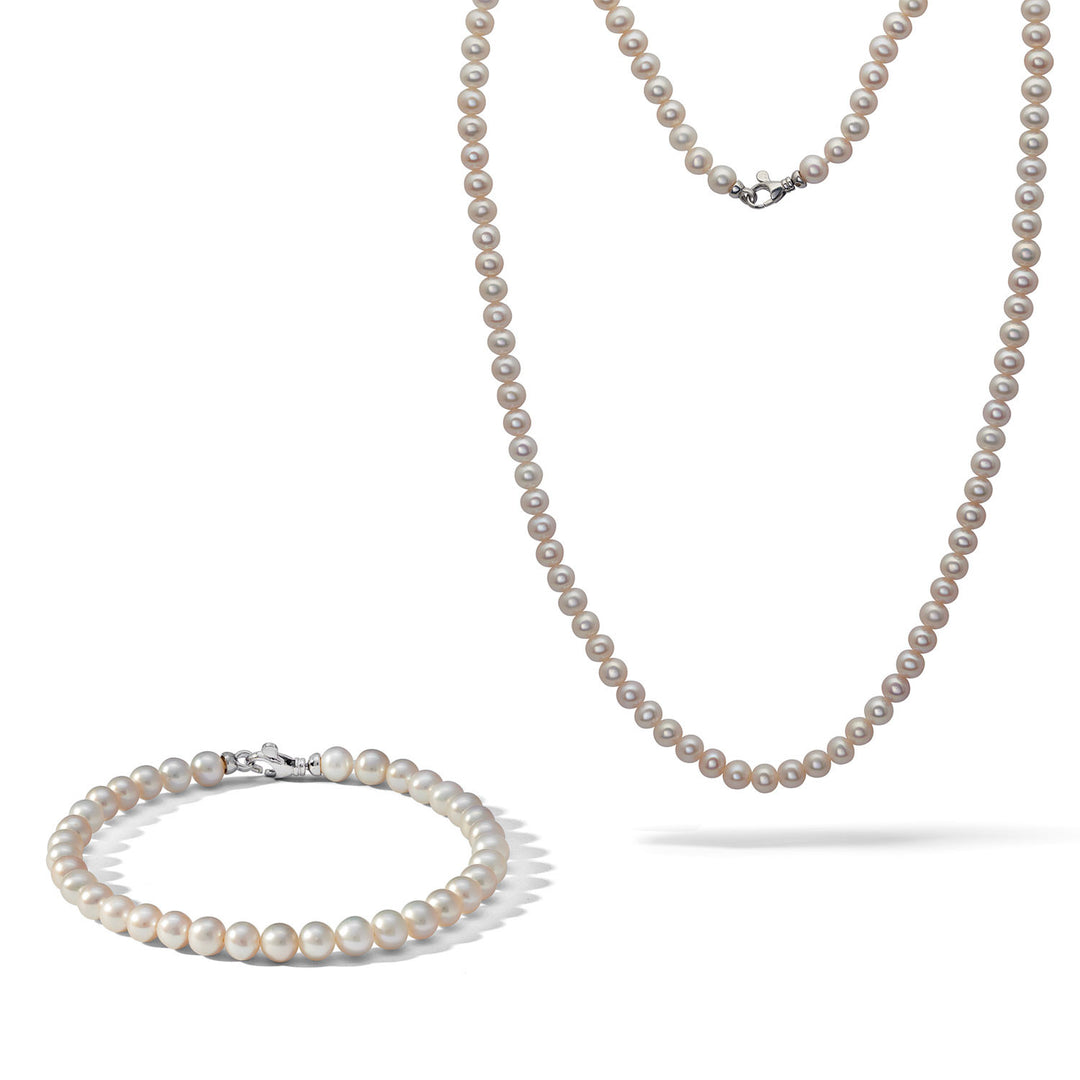 Comete ketting en armband in zilver met gekweekte parels KIT743M501179