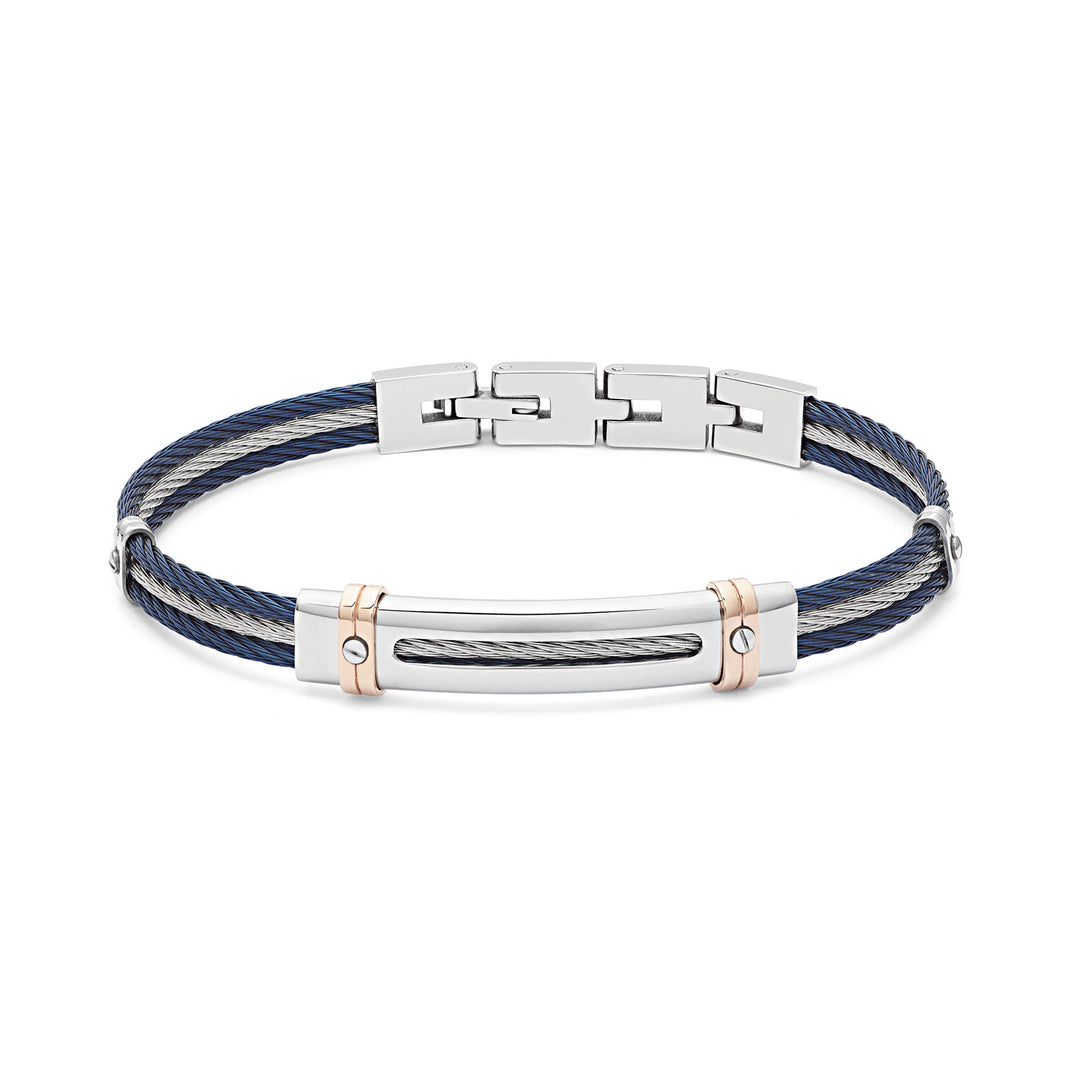 Comete Stalen en blauwe PVD-kabelarmband UBR962