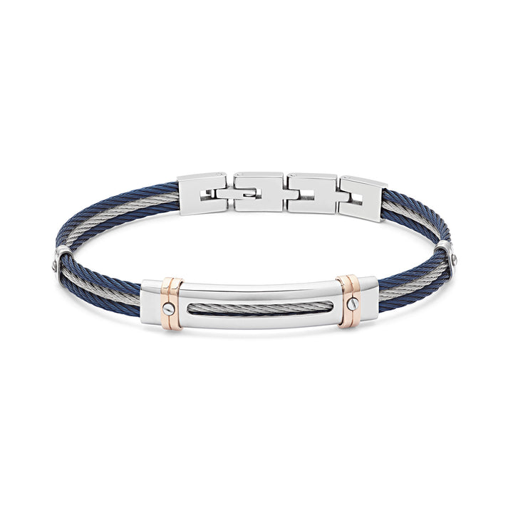 Comete Stalen en blauwe PVD-kabelarmband UBR962