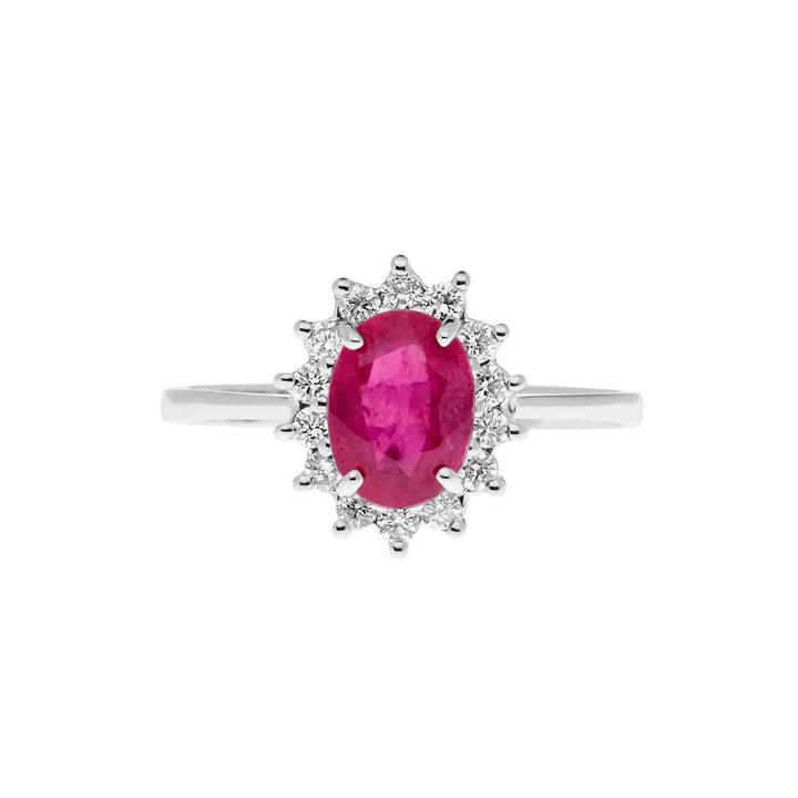 Comete-ring in goud, diamanten en ovale robijn ANB 2570