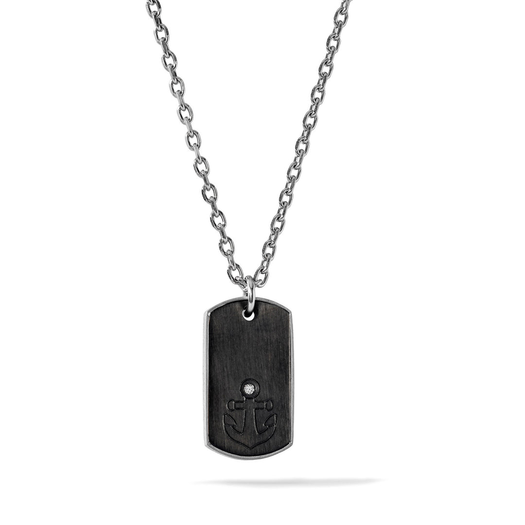 Comete ketting in staal, zwart PVD en witte zirkoon UGL758