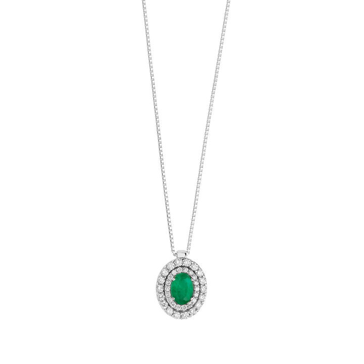 Comete Necklace in Gold, Diamonds and Oval Emerald GLB1472S3