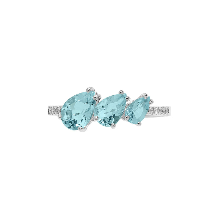 Comete gouden ring met diamanten en aquamarijndruppel ANQ329