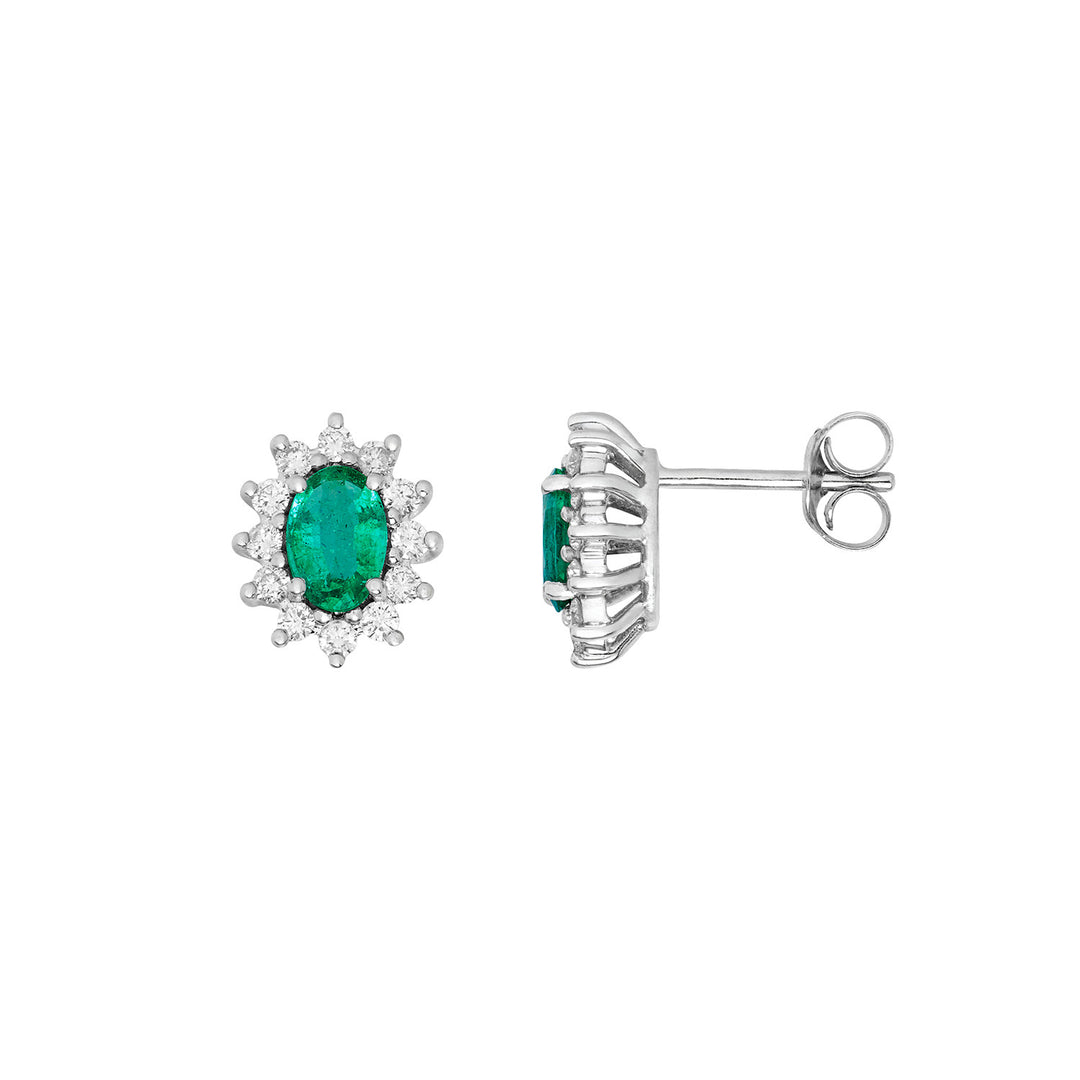 Comete Earrings in white gold with oval Emerald and Diamonds ORB1154S3