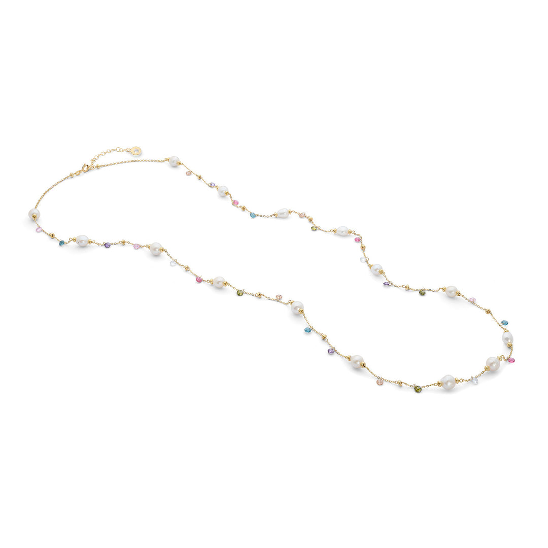 Comete 925‰ Silver Necklace with multicolor crystals and Acquadolce Pearls GLA275