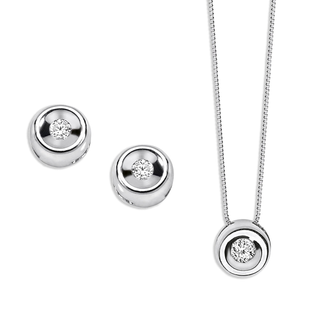Comete-Halsband und Ohrringe, runder Lichtpunkt aus Gold und Diamant, KIT1415900
