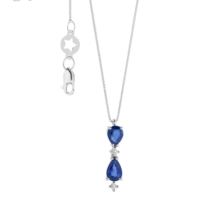 Comete Gold Necklace with Diamonds and Sapphires Drop GLB1606