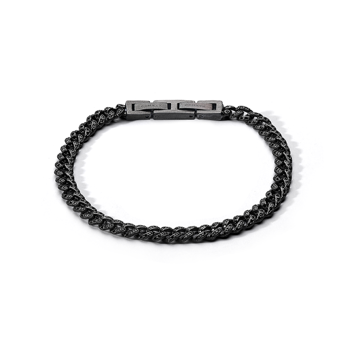 Comete Bracelet in 925‰ ruthenium silver, black PVD steel, black zircons UBR1291M17