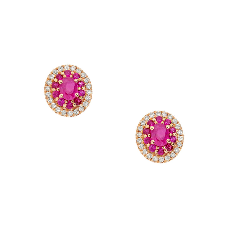 Comete-Ohrringe aus Roségold mit Diamanten und Rubinen ORB1032
