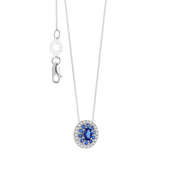Comete Necklace in Gold, Diamonds and Blue Sapphires GLB1573