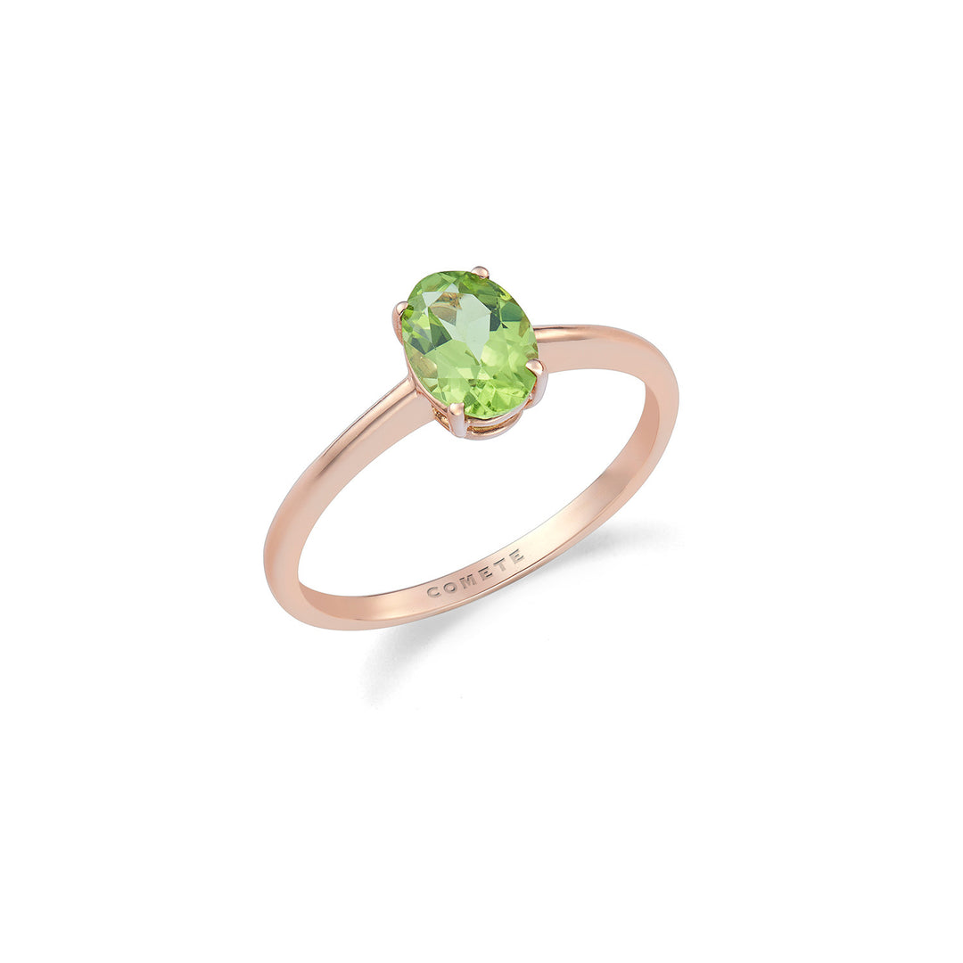 Comete-ring in 750‰ roségoud en ovale Peridot ANB2698