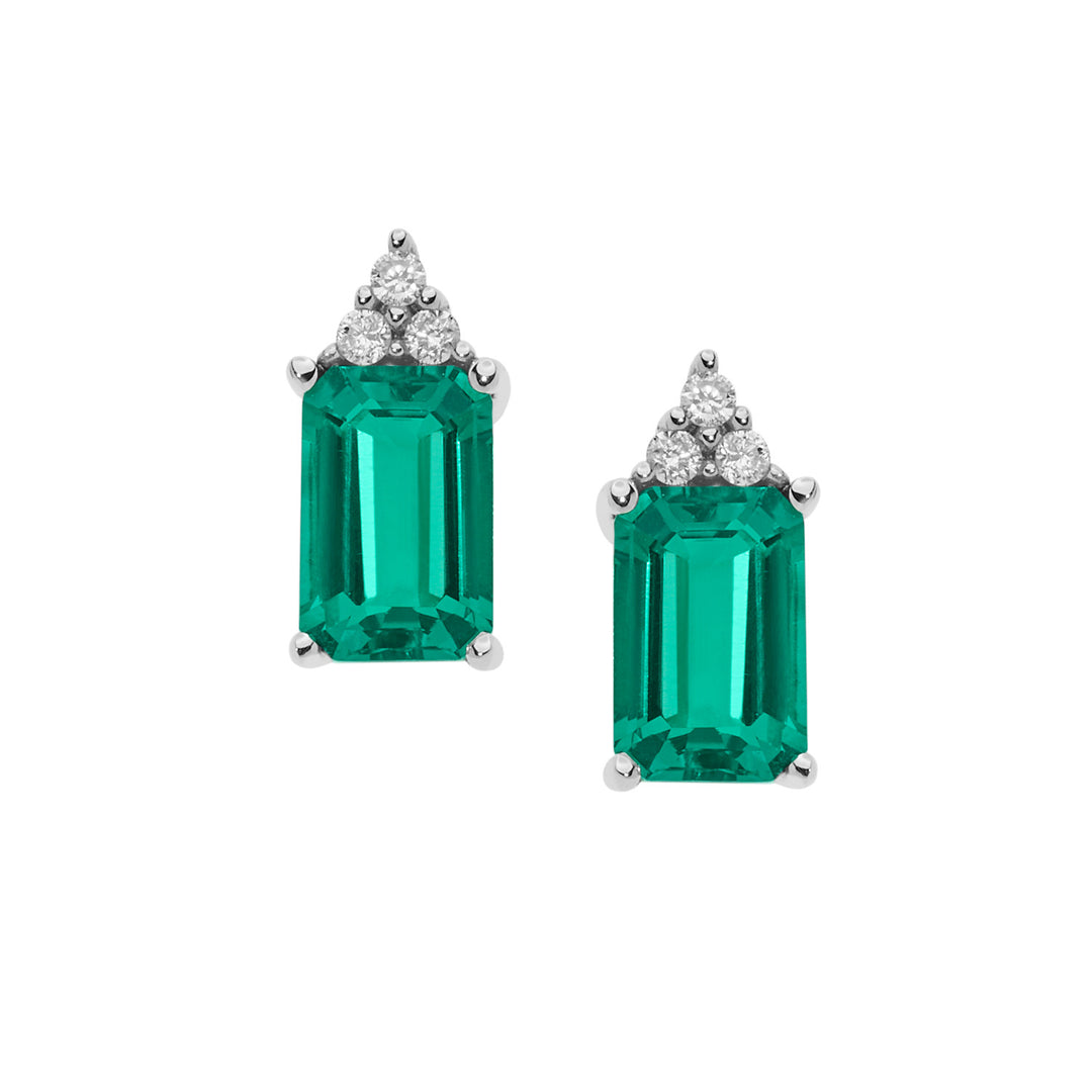 Comete Earrings in Gold, Diamonds and Octagonal Emeralds ORB909
