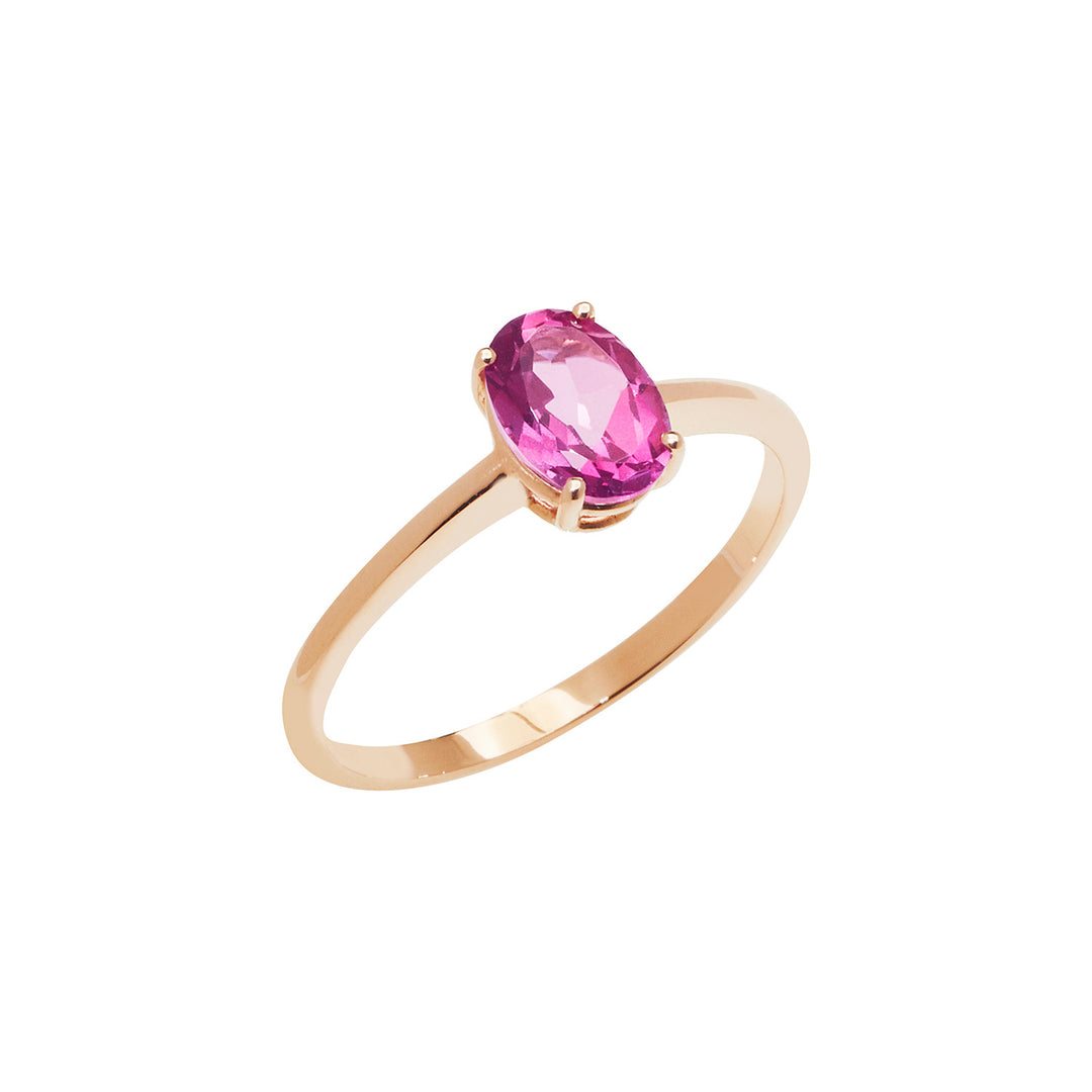 Comete-ring in roségoud met ovale roze topaas ANB2678