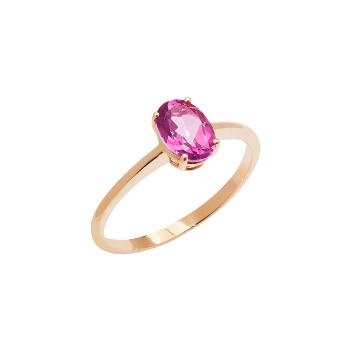 Comete-ring in roségoud met ovale roze topaas ANB2678
