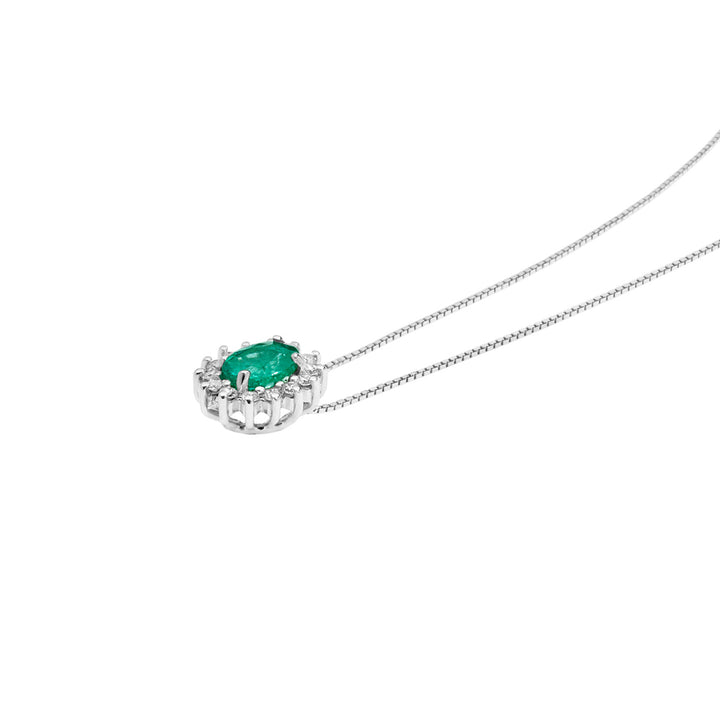 Comete Necklace in Gold, Diamonds and Oval Emerald GLB1569S3
