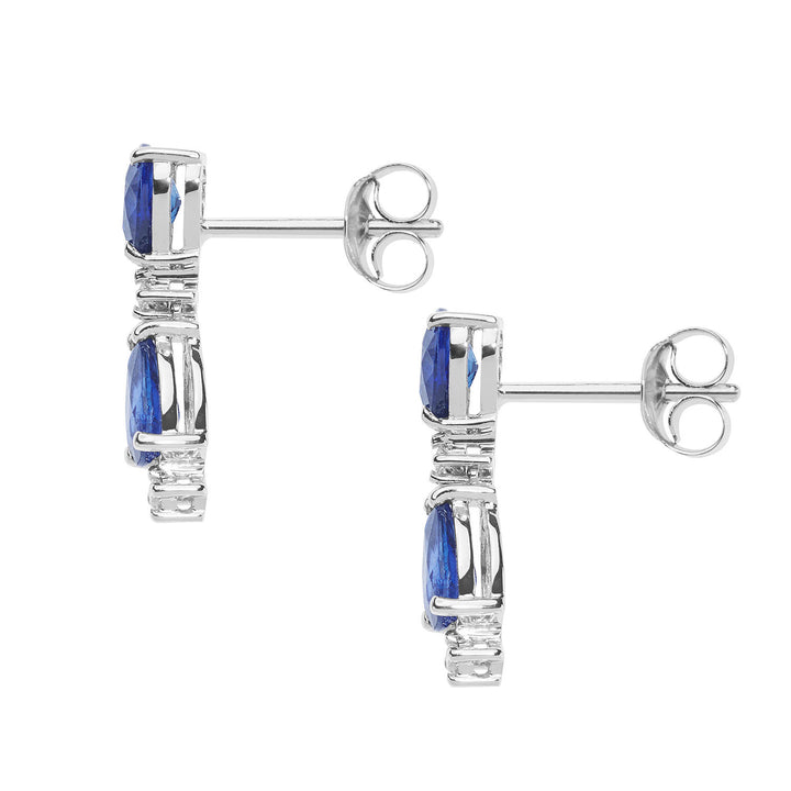 Comete Half earring in white gold with diamonds and blue sapphires ORB10601/2