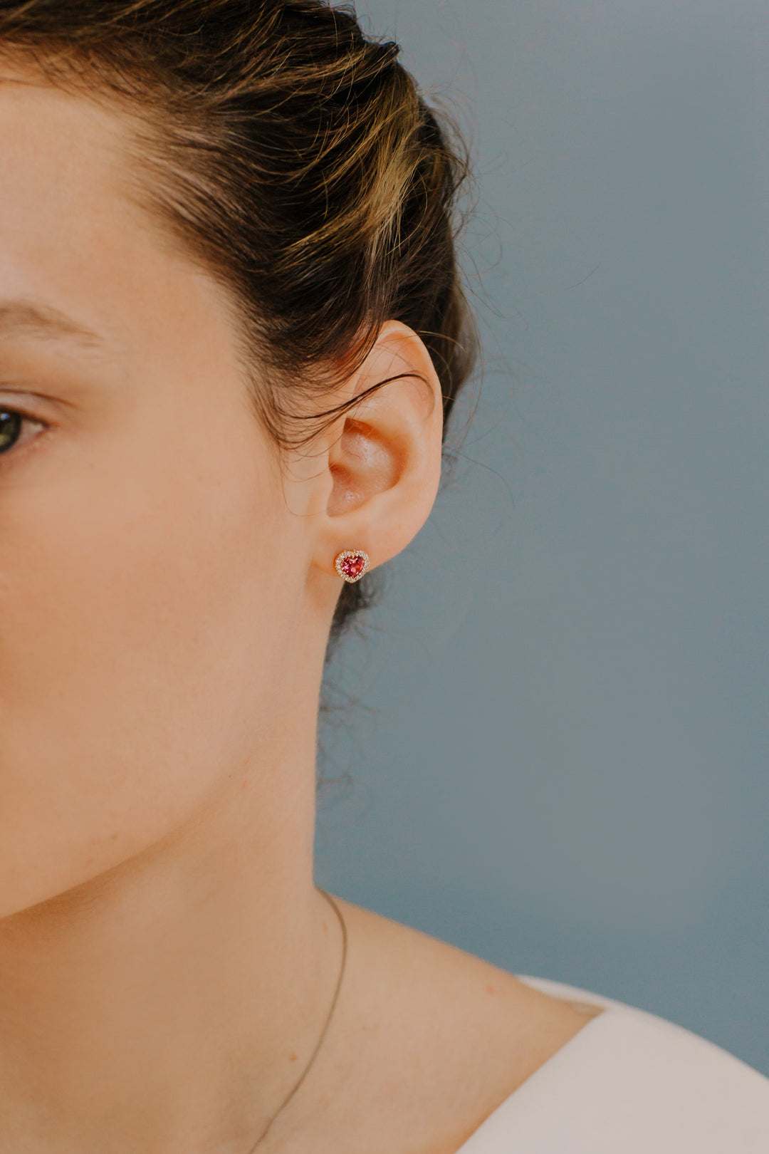 Comete oorbellen in goud, diamanten en roze topaas hart ORB 1036