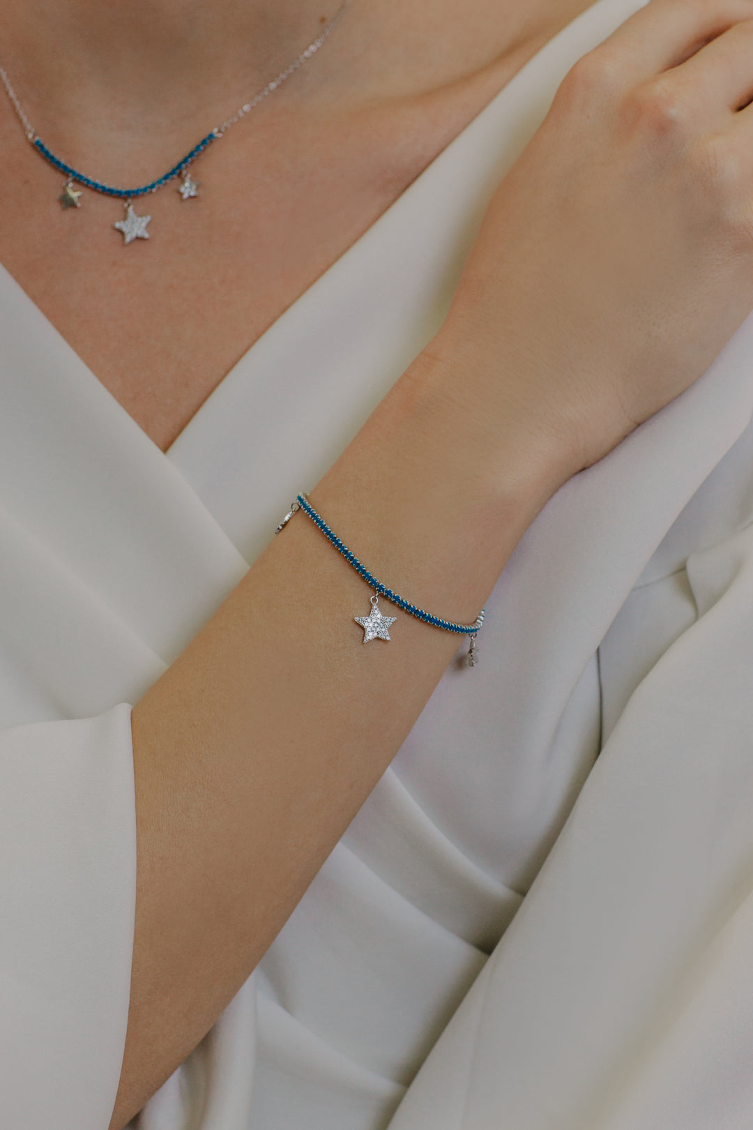 Comete Silver Tennis Bracelet Star BRA252