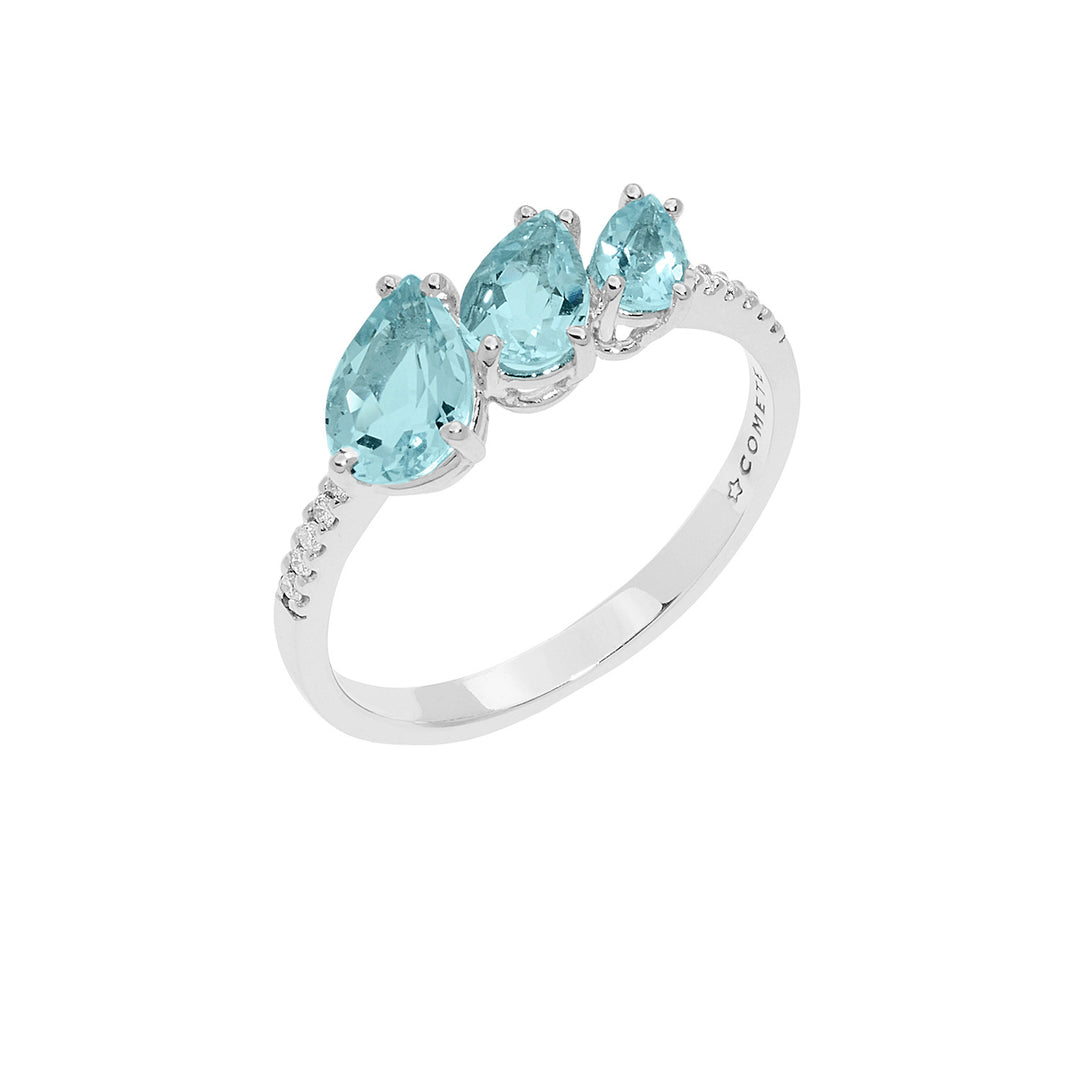 Comete gouden ring met diamanten en aquamarijndruppel ANQ329