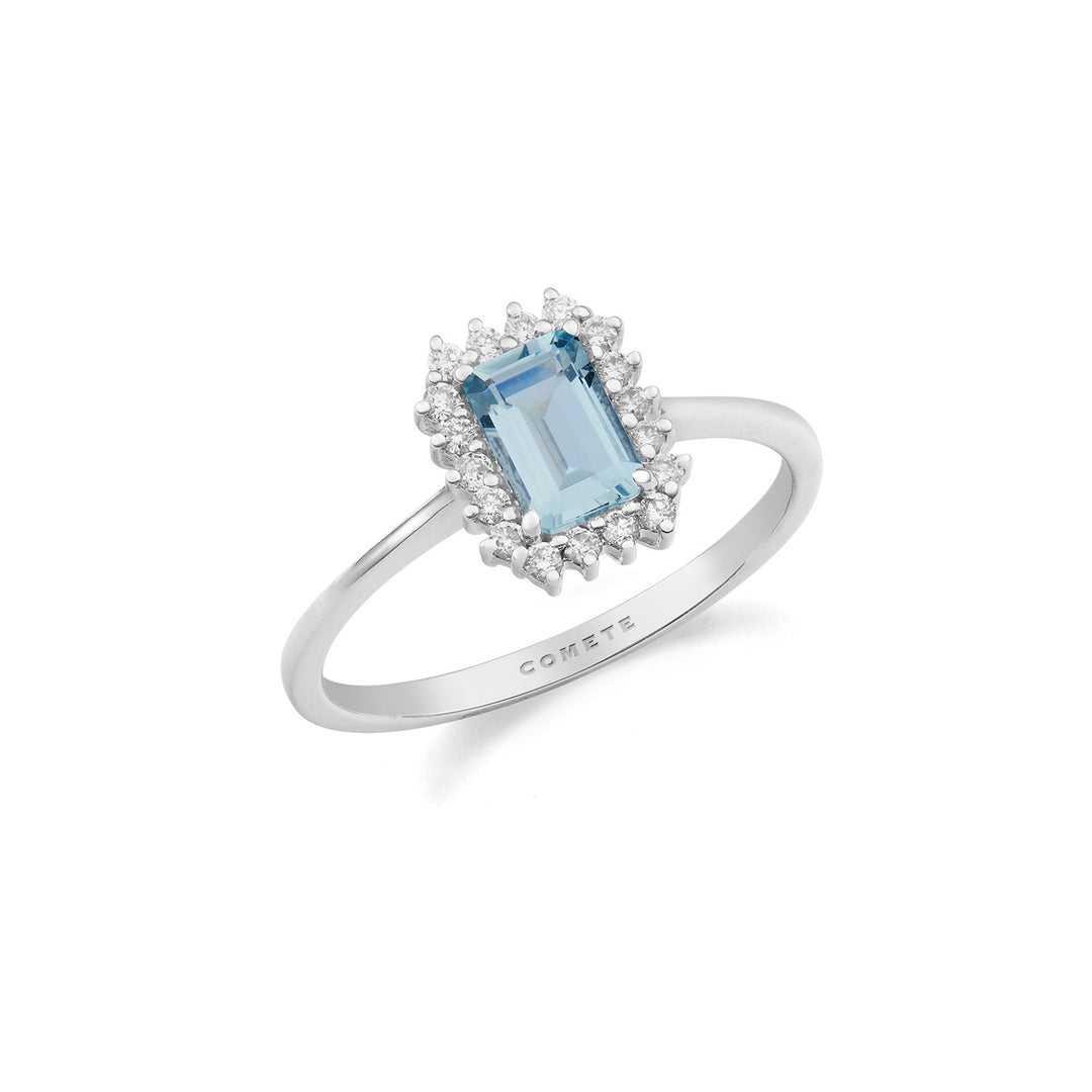 Comete Ring in 750‰ white gold with octagonal aquamarine diamonds ANQ343