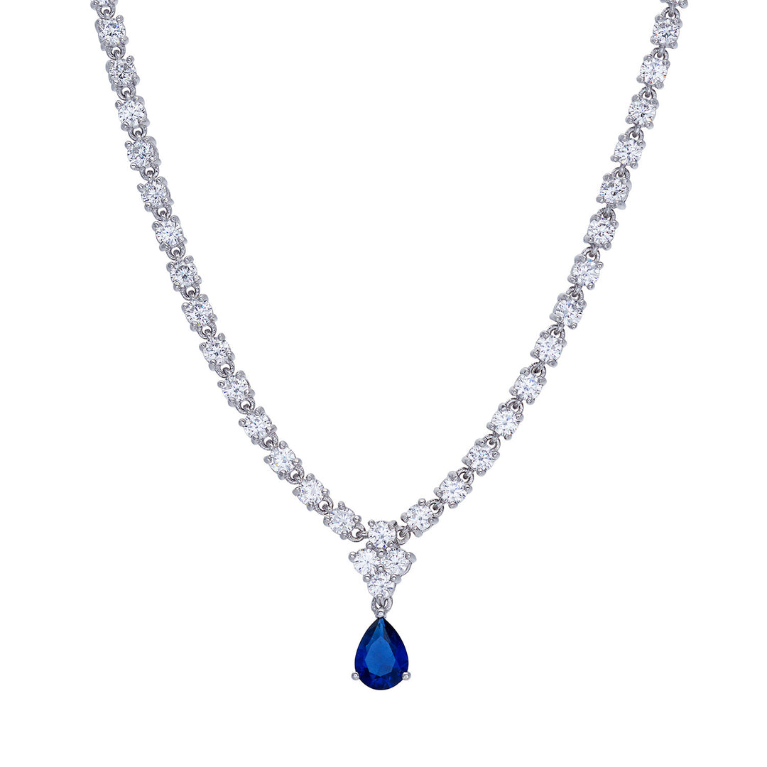 Comete Necklace in 925‰ Silver and white and blue Zircons GLA266