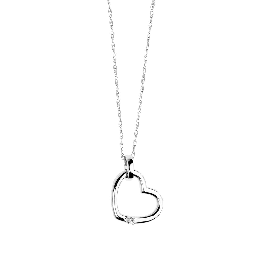 Comete ketting in wit goud met hart en diamant GLB995