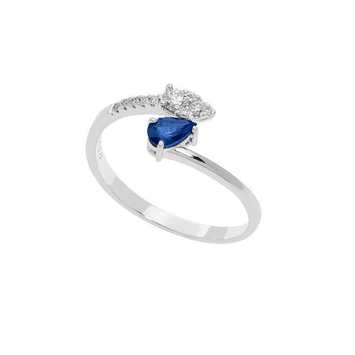 Comete gouden ring met diamanten en saffierdruppel ANB2631