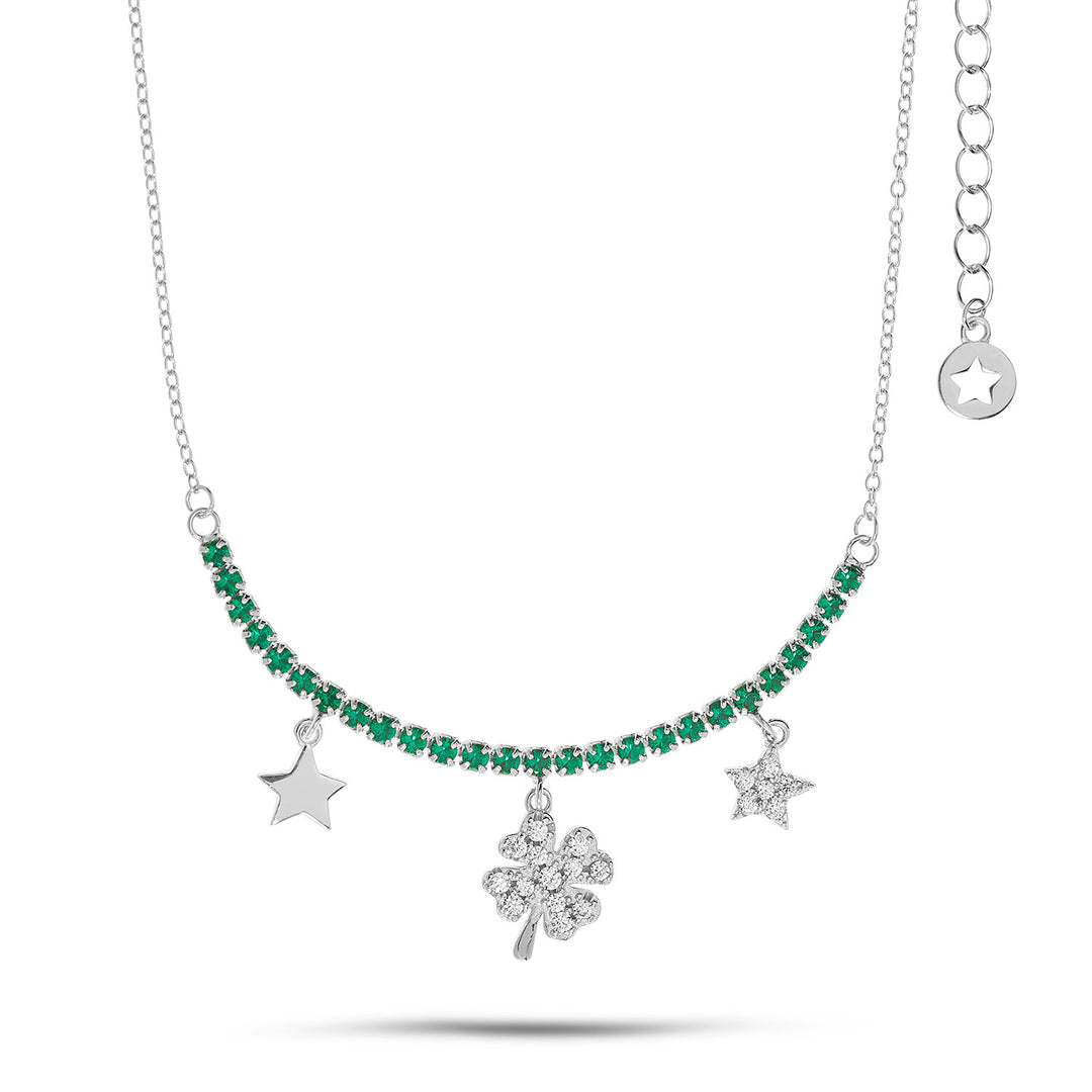 Comete tennischoker in zilver klaverblad GLA256