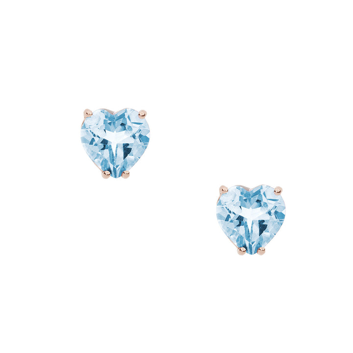 Comete Oorbellen in roségoud en blauw topaas hart ORB 1014