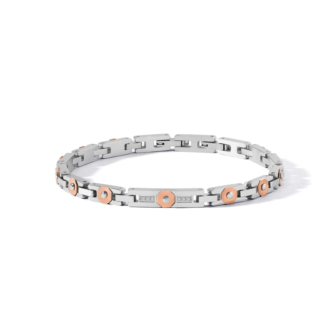 Comete-armband van staal, rosé PVD en witte diamanten UBR1282