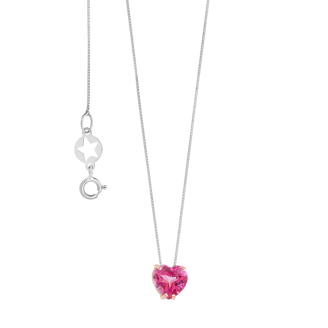 Comete Necklace in rose gold and pink topaz heart GLB1548