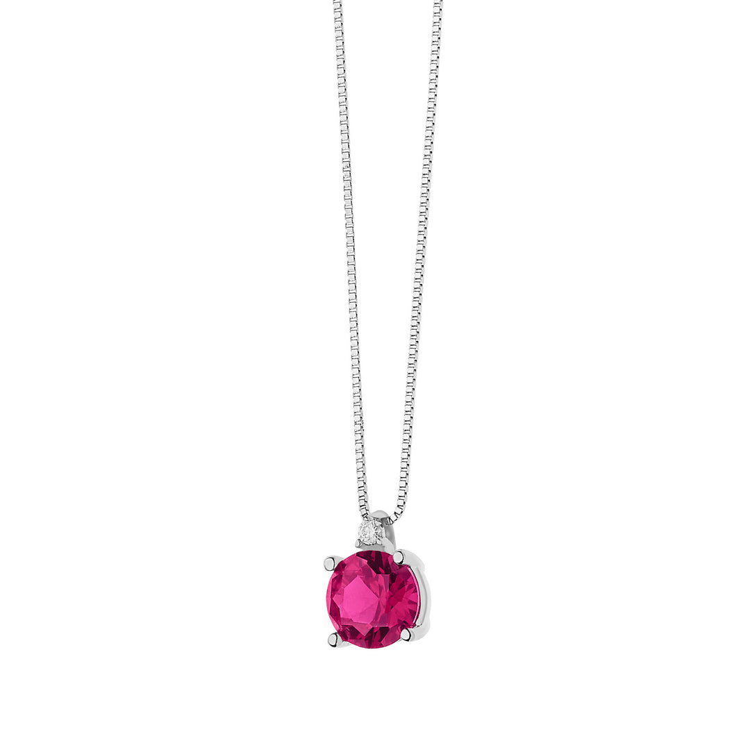 Comete ketting in goud, diamant en ronde robijn GLB1389