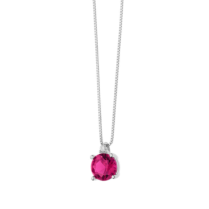 Comete ketting in goud, diamant en ronde robijn GLB1389
