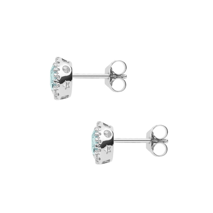 Comete Goldohrringe mit Diamanten und Aquamarinherz ORQ251